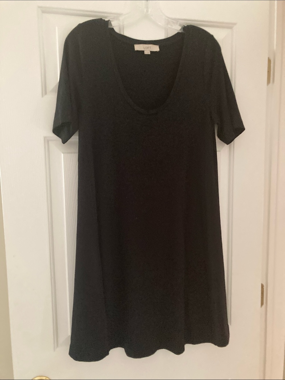 Loft Black Scoop Neck Short Sleeve Swing Dress